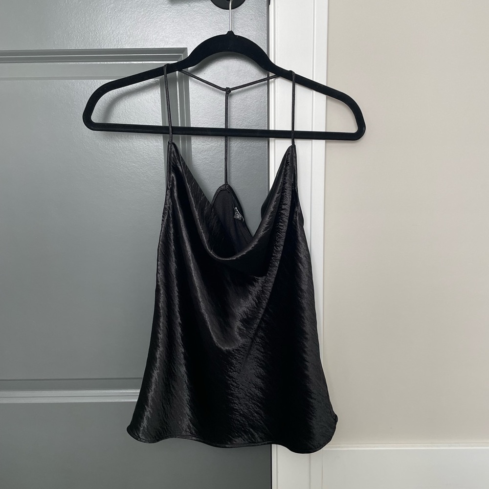 Express Black Satin Cowl Neck Tank Top Size Small